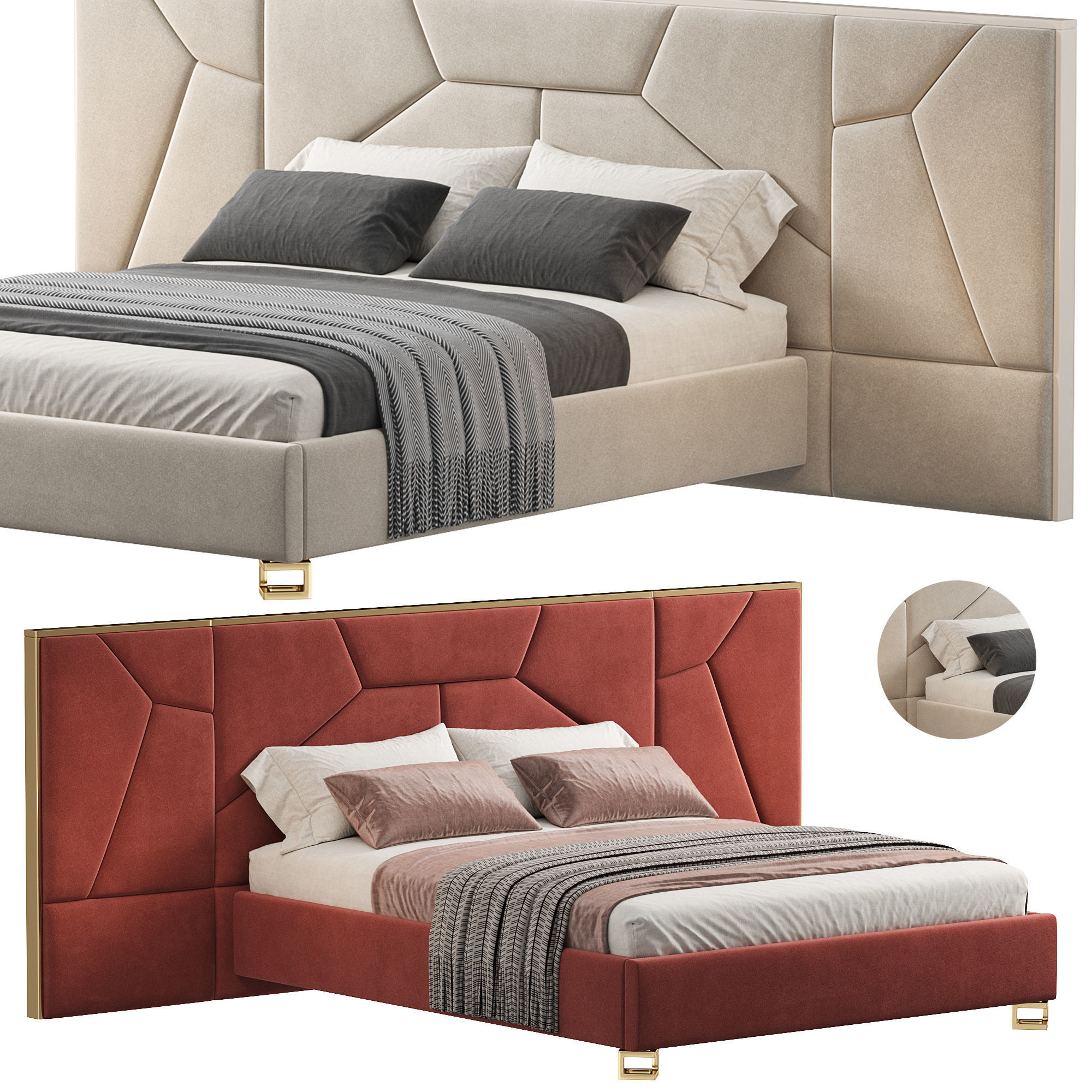 Bed Colection 1 - 4 Items 3D model  3D model_7