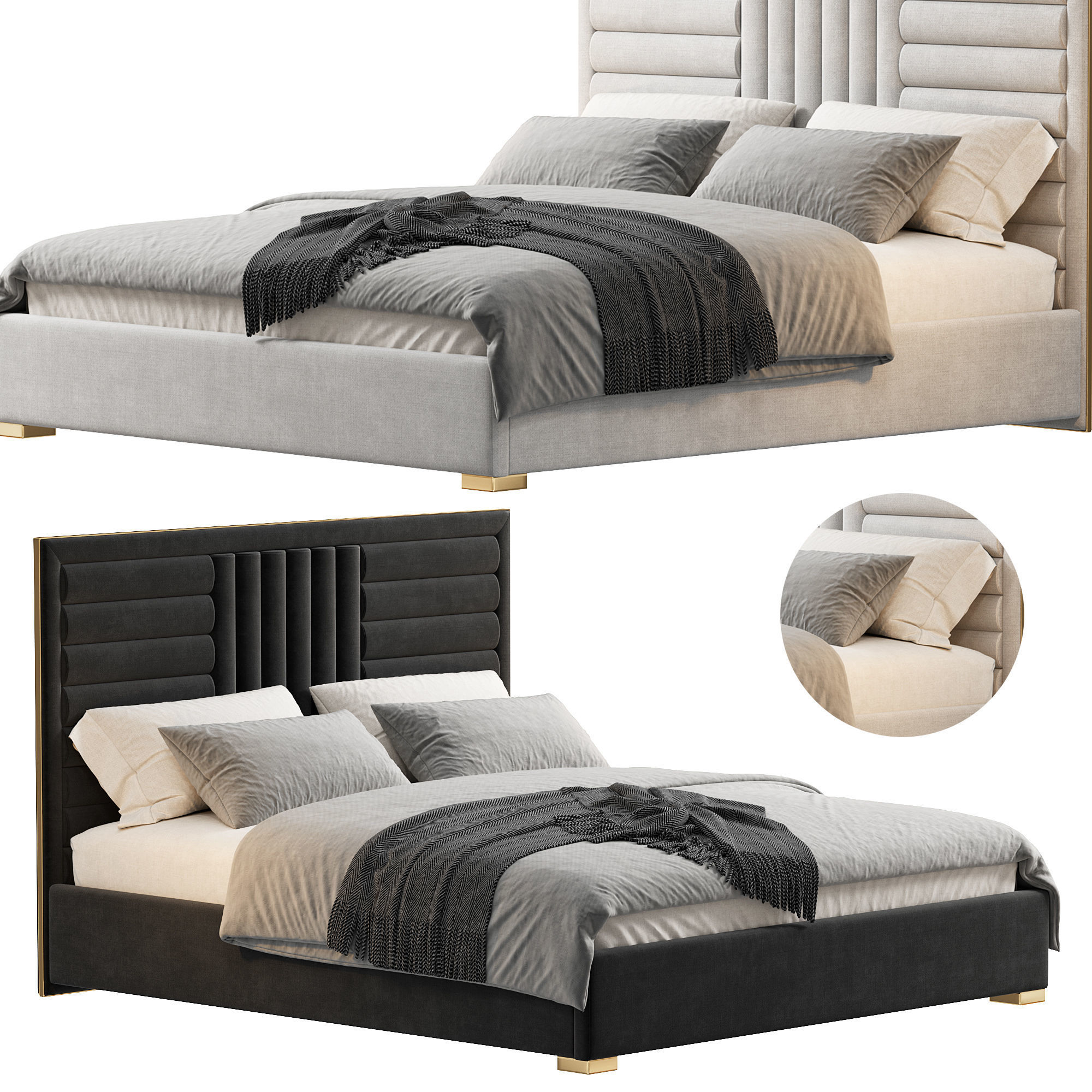 Bed Colection 1 - 4 Items 3D model  3D model_4