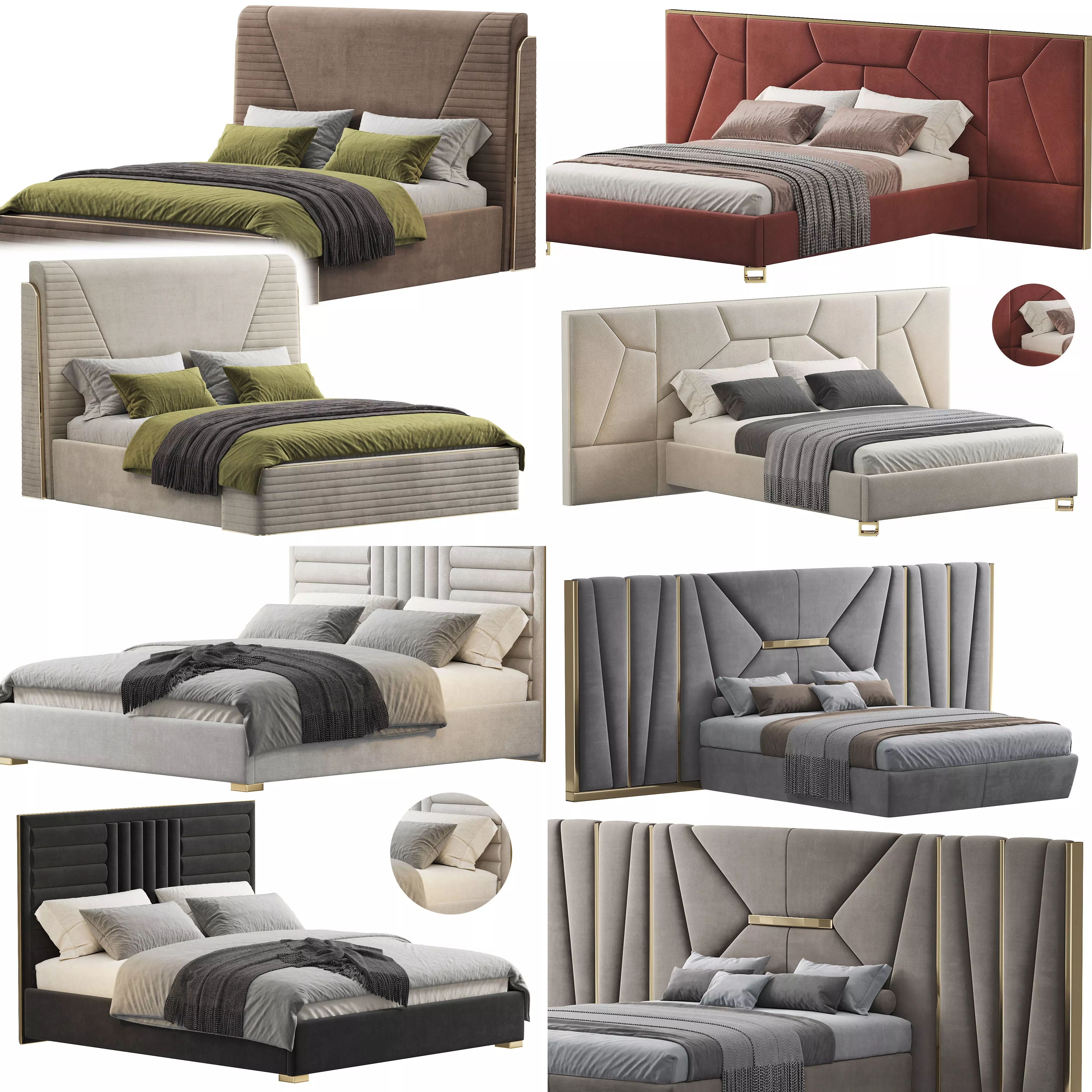 Bed Colection 1 - 4 Items 3D model  3D model_0