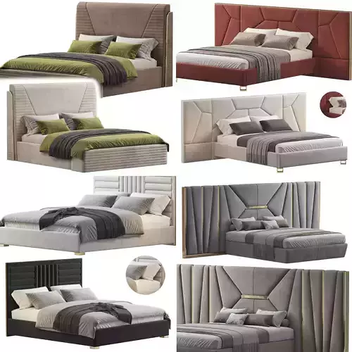 Bed Colection 1 - 4 Items 3D model 