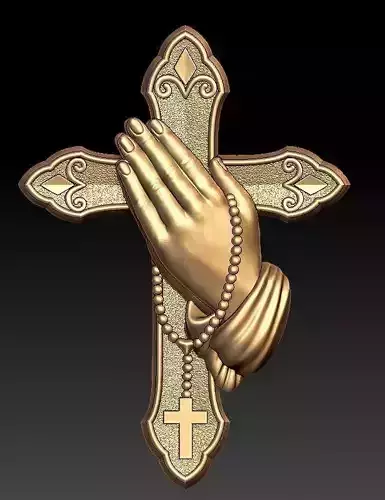 Praying hands with cross  pendant