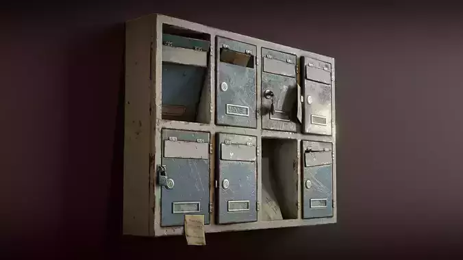 Old Mailboxes Low-poly 3D model