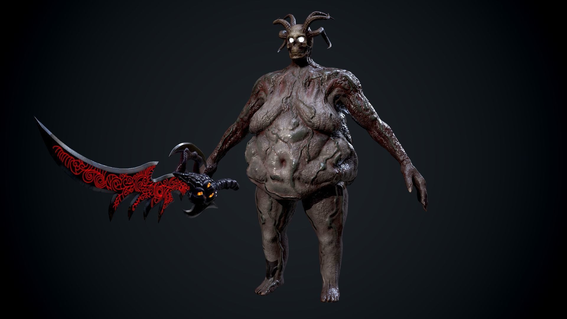 Fat demon Low-poly 3D model_3