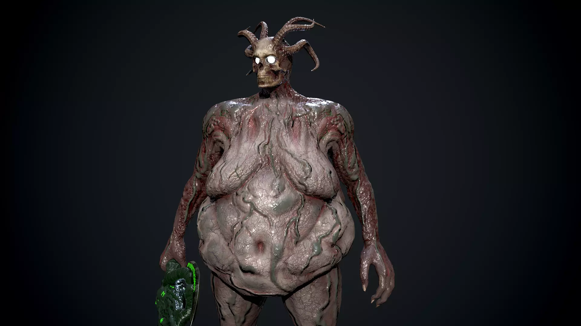 Fat demon Low-poly 3D model_0