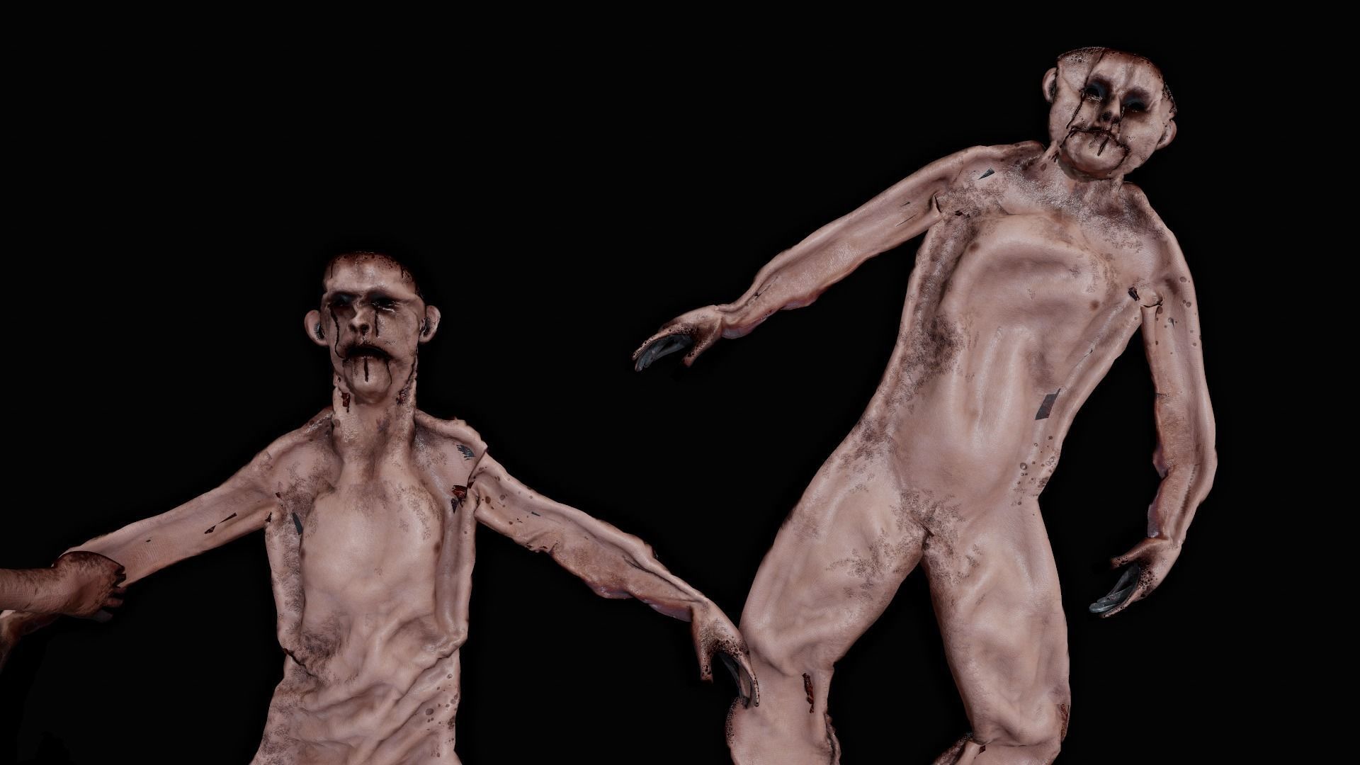 Skinned Humans Super Creepy GORE Low-poly 3D model_1
