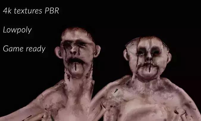 Skinned Humans Super Creepy GORE Low-poly 3D model