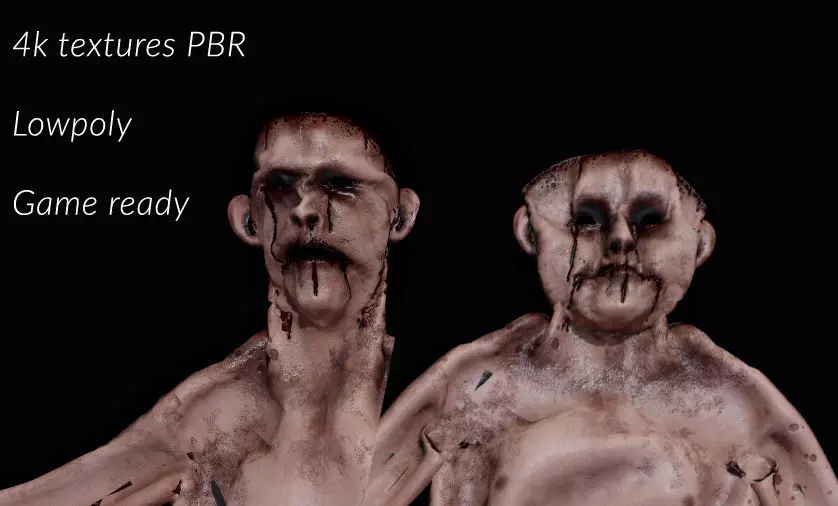 Skinned Humans Super Creepy GORE Low-poly 3D model_0