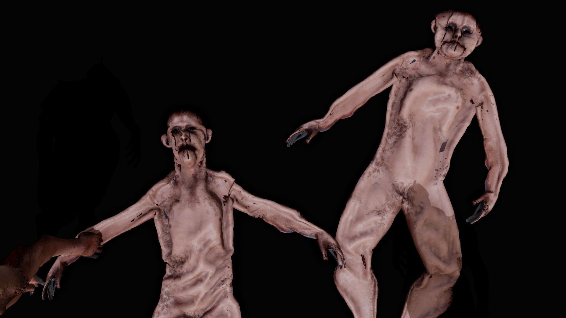 Skinned Humans Super Creepy GORE Low-poly 3D model_4