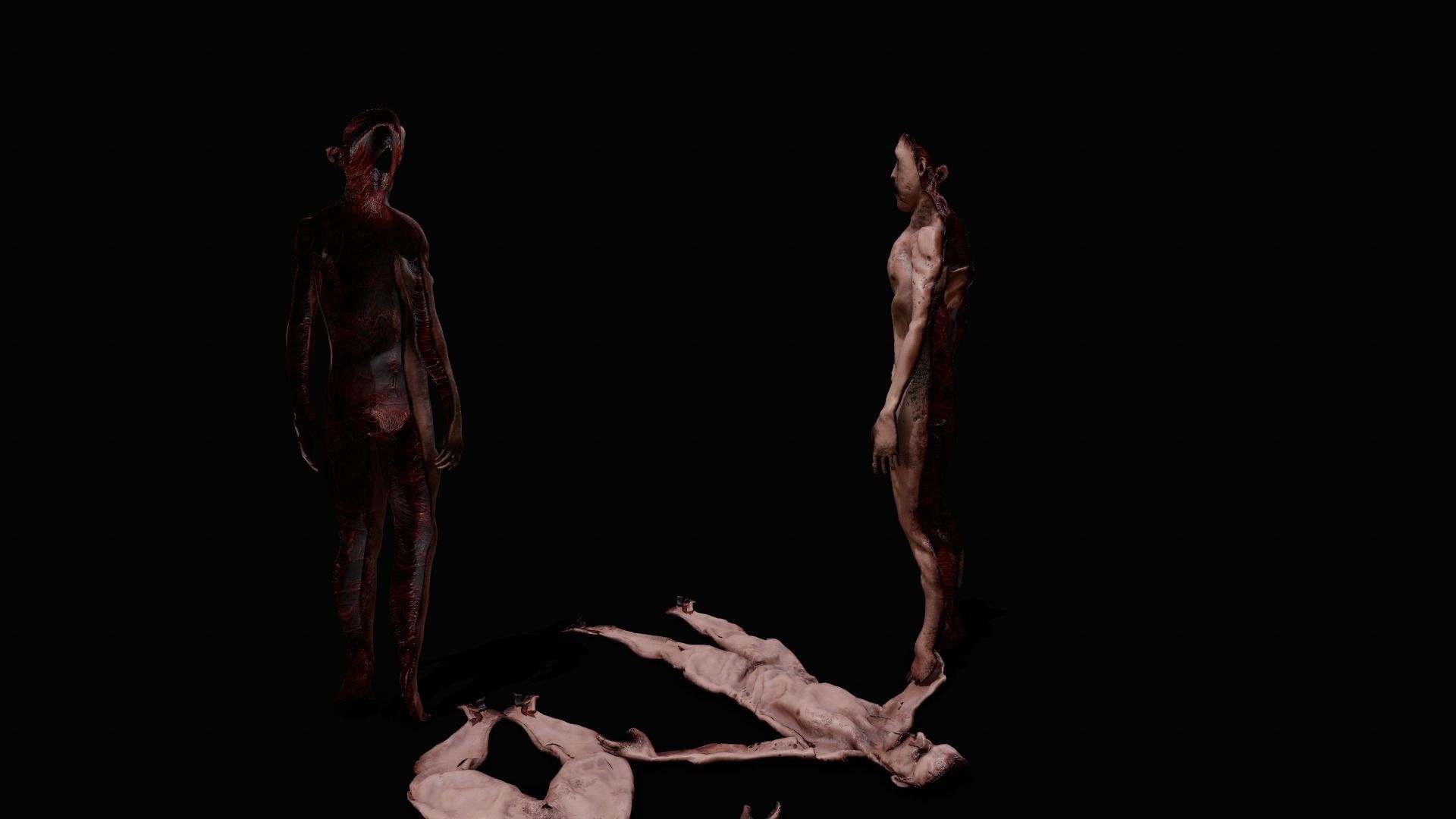 Skinned Humans Super Creepy GORE Low-poly 3D model_5