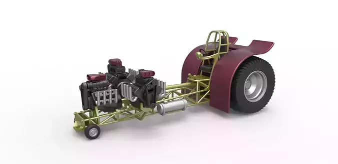 Pulling tractor with 3 V8 Version 5 Scale 1 to 25