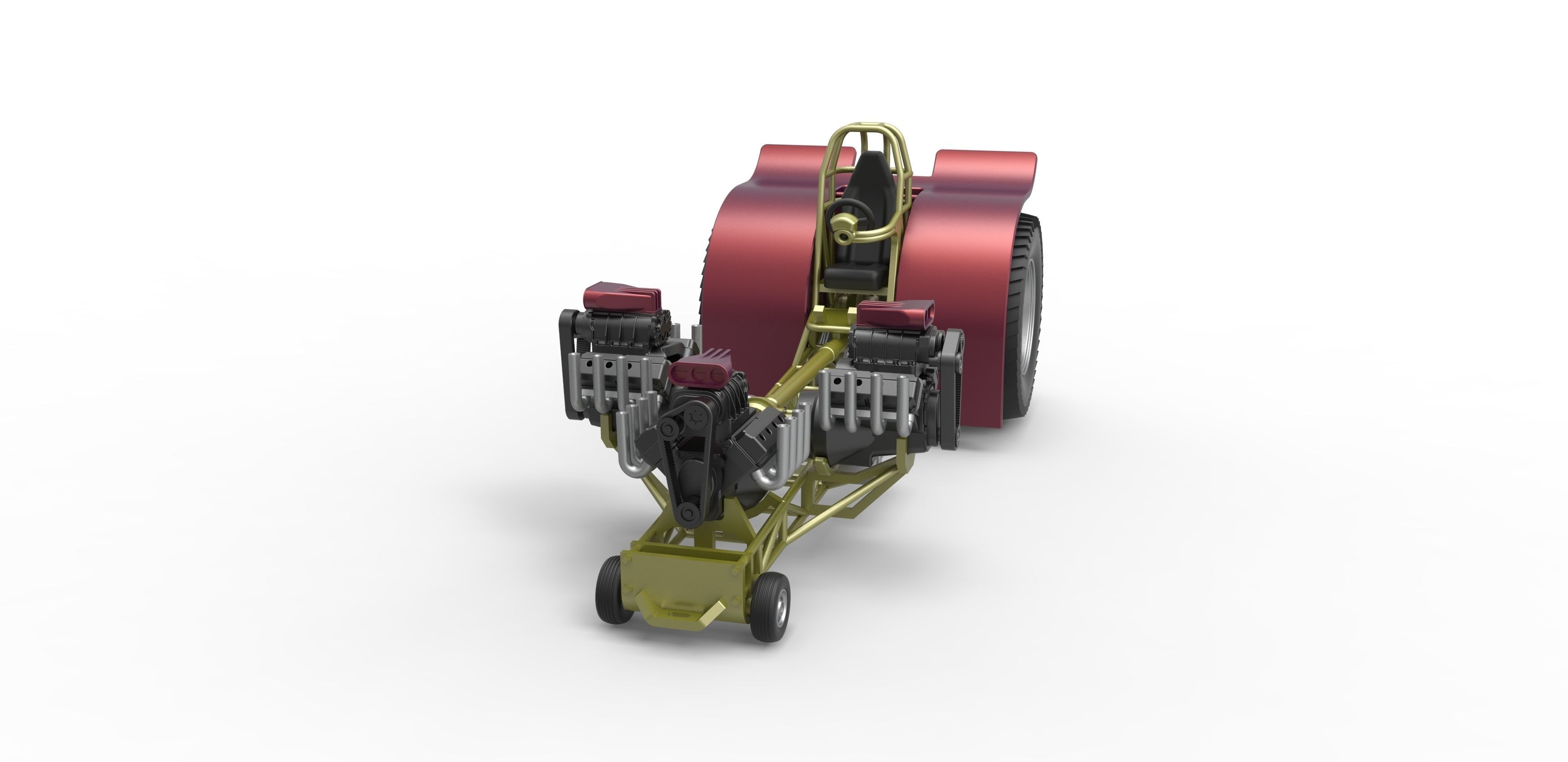 Pulling tractor with 3 V8 Version 5 Scale 1 to 25 3D print model_3