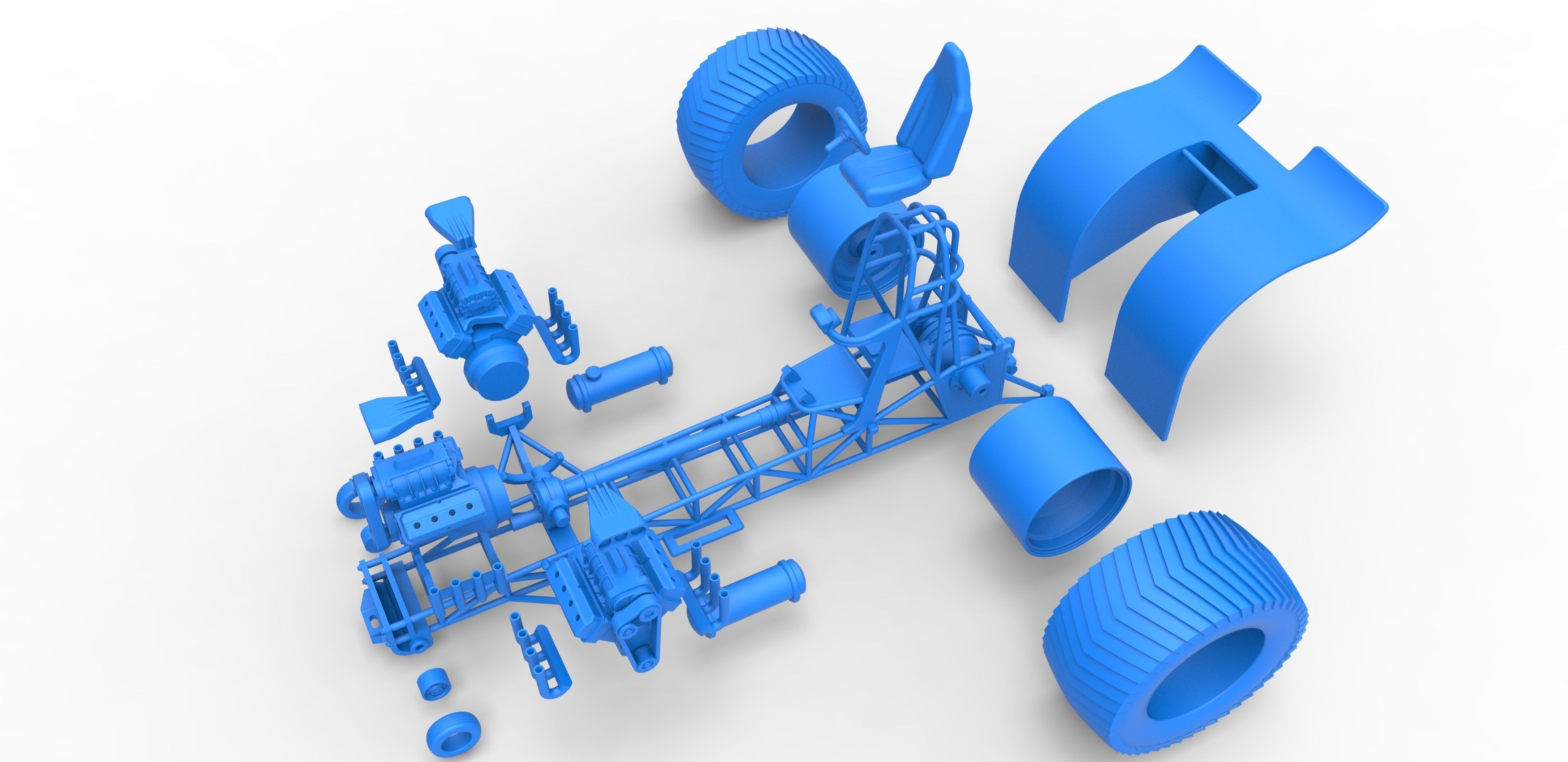 Pulling tractor with 3 V8 Version 5 Scale 1 to 25 3D print model_28