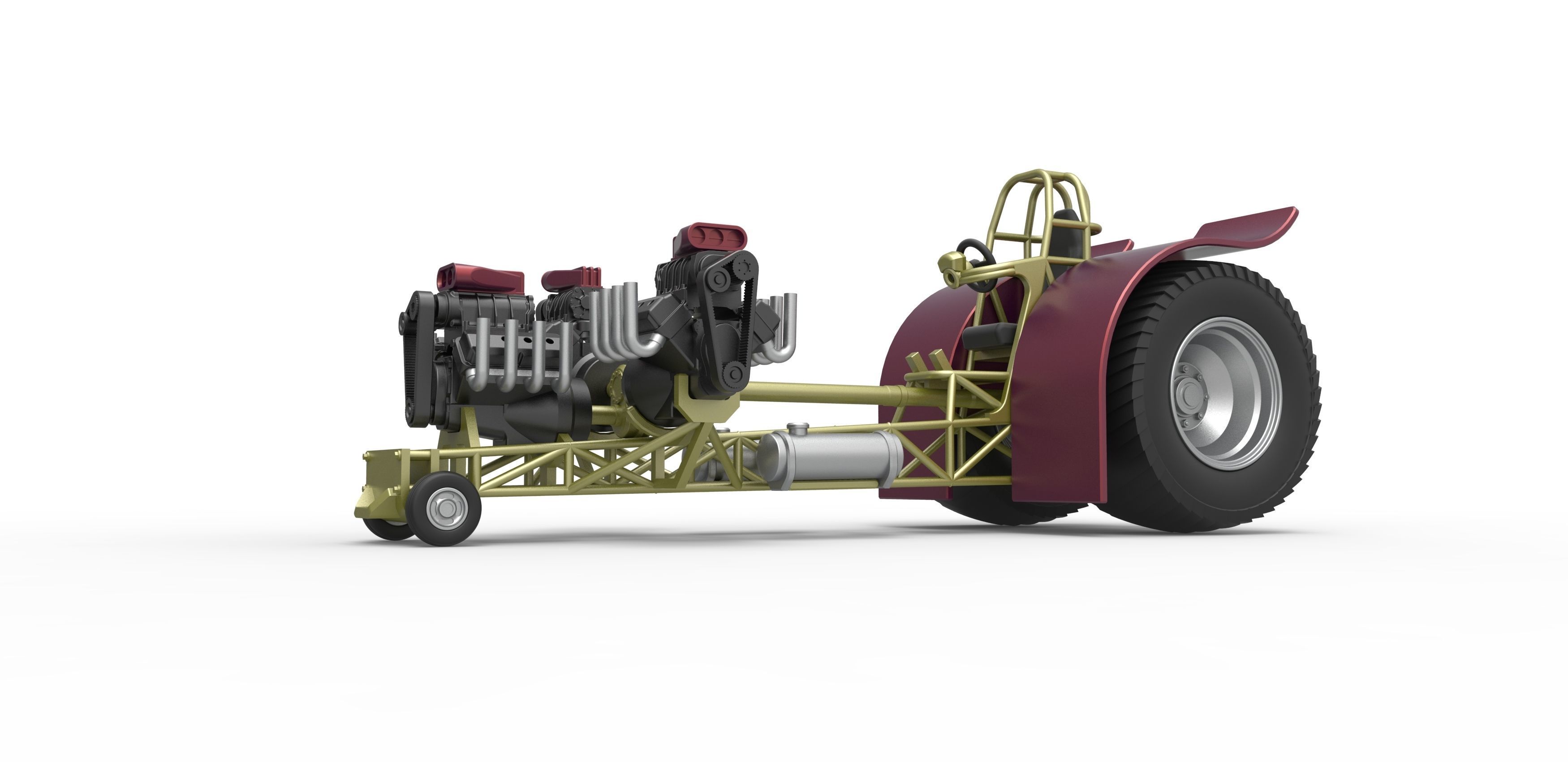 Pulling tractor with 3 V8 Version 5 Scale 1 to 25 3D print model_2