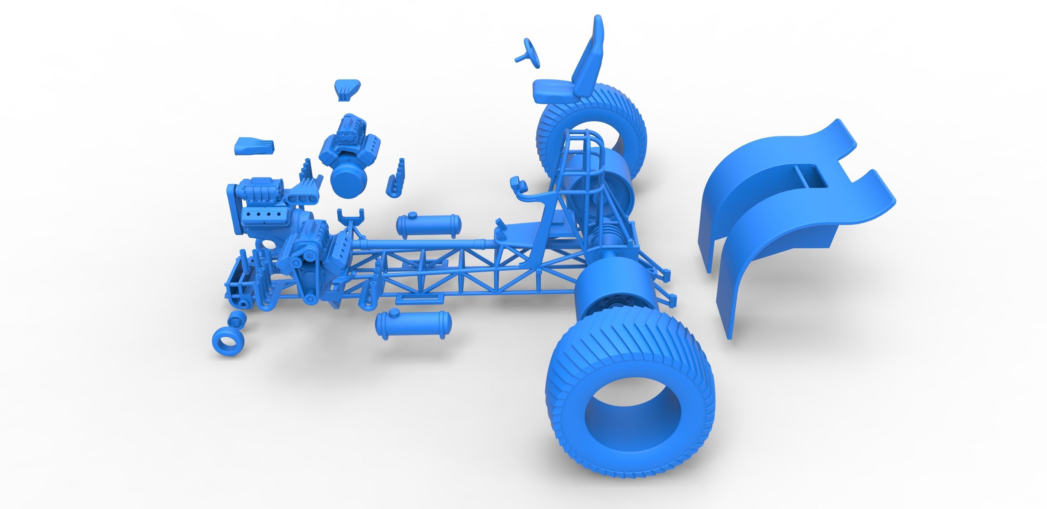 Pulling tractor with 3 V8 Version 5 Scale 1 to 25 3D print model_32