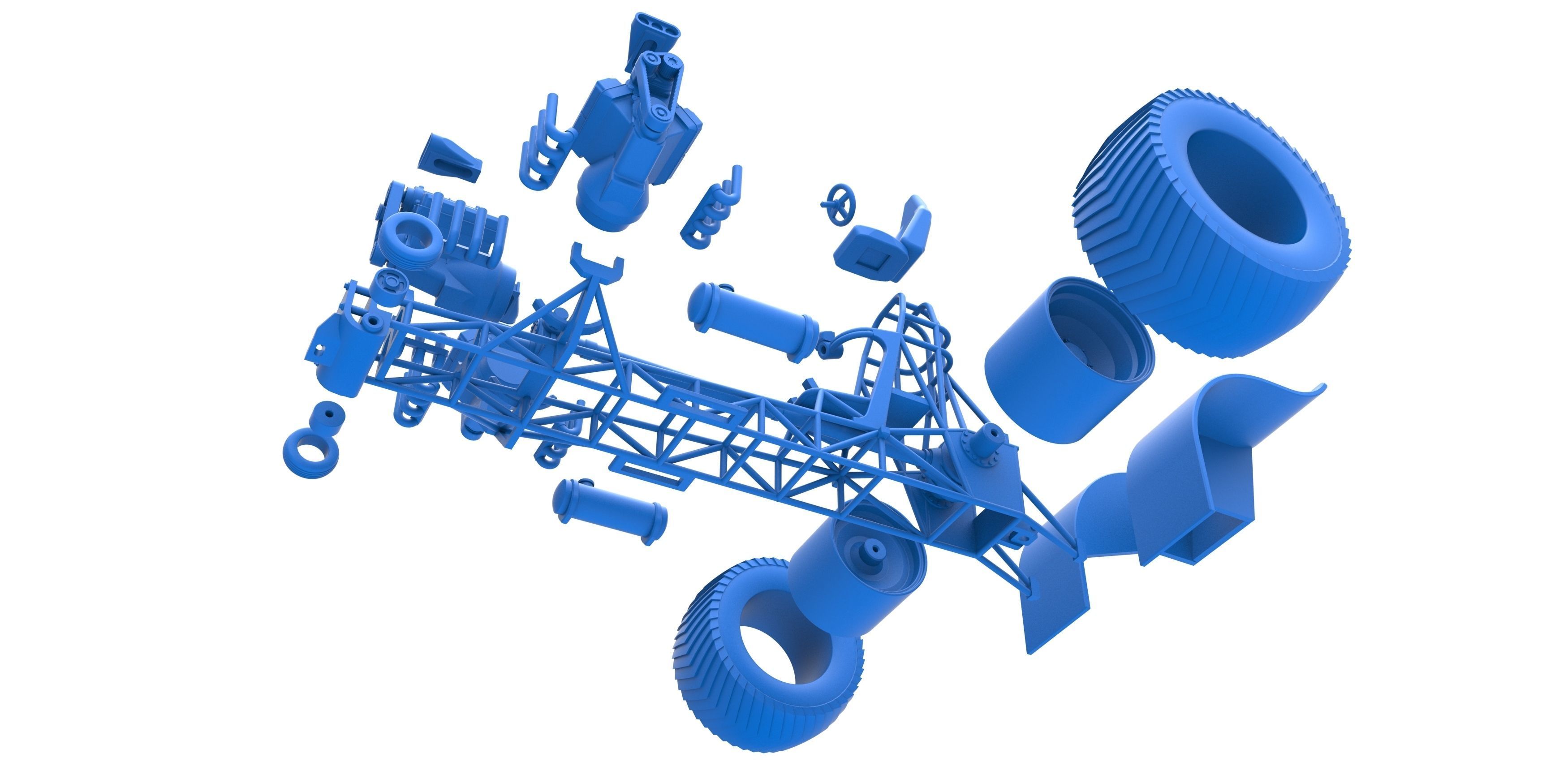 Pulling tractor with 3 V8 Version 5 Scale 1 to 25 3D print model_29