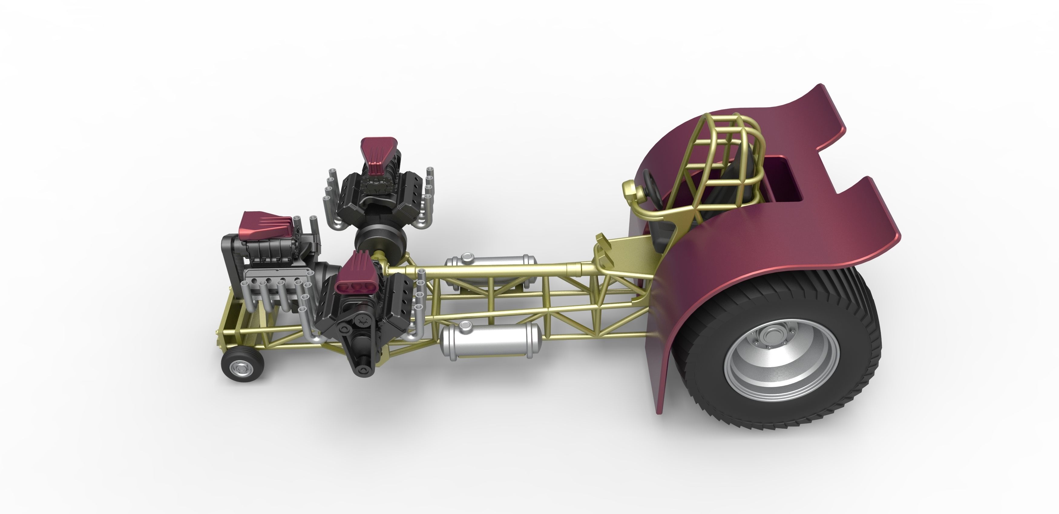 Pulling tractor with 3 V8 Version 5 Scale 1 to 25 3D print model_8