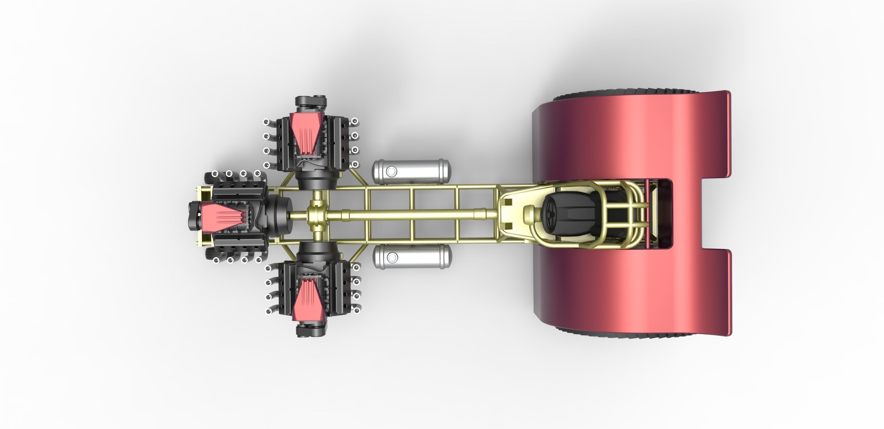Pulling tractor with 3 V8 Version 5 Scale 1 to 25 3D print model_9