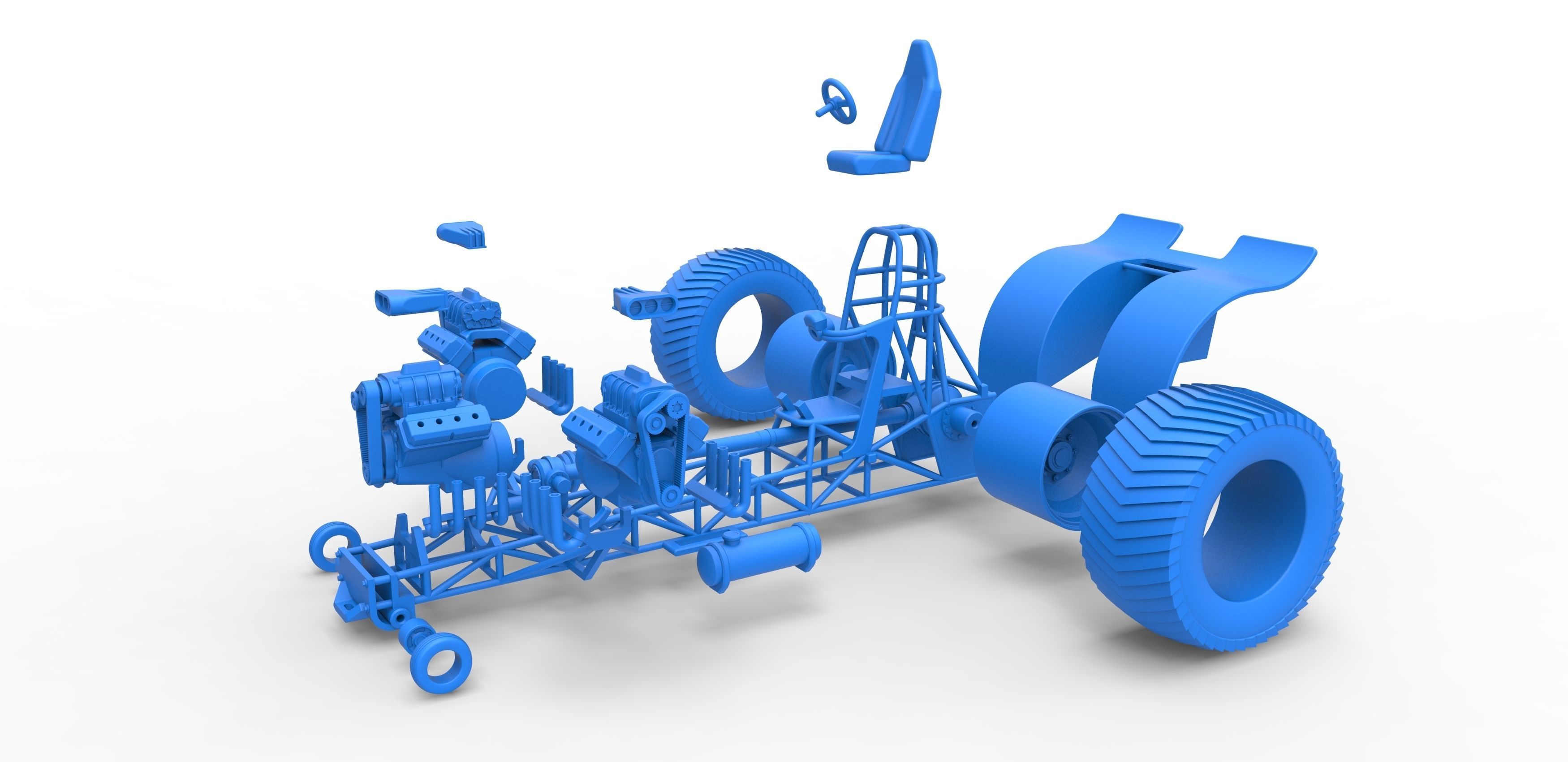 Pulling tractor with 3 V8 Version 5 Scale 1 to 25 3D print model_27