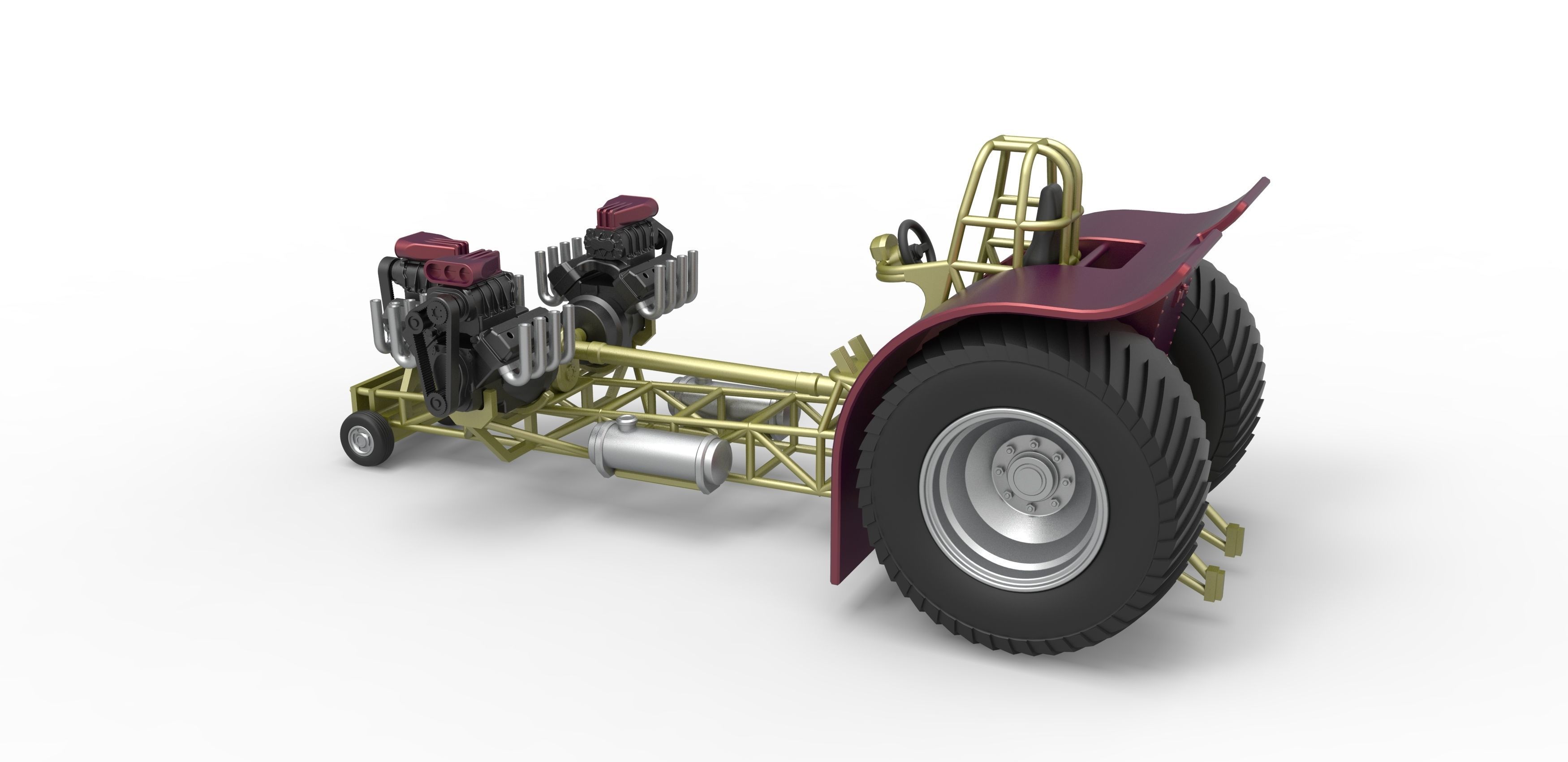 Pulling tractor with 3 V8 Version 5 Scale 1 to 25 3D print model_10