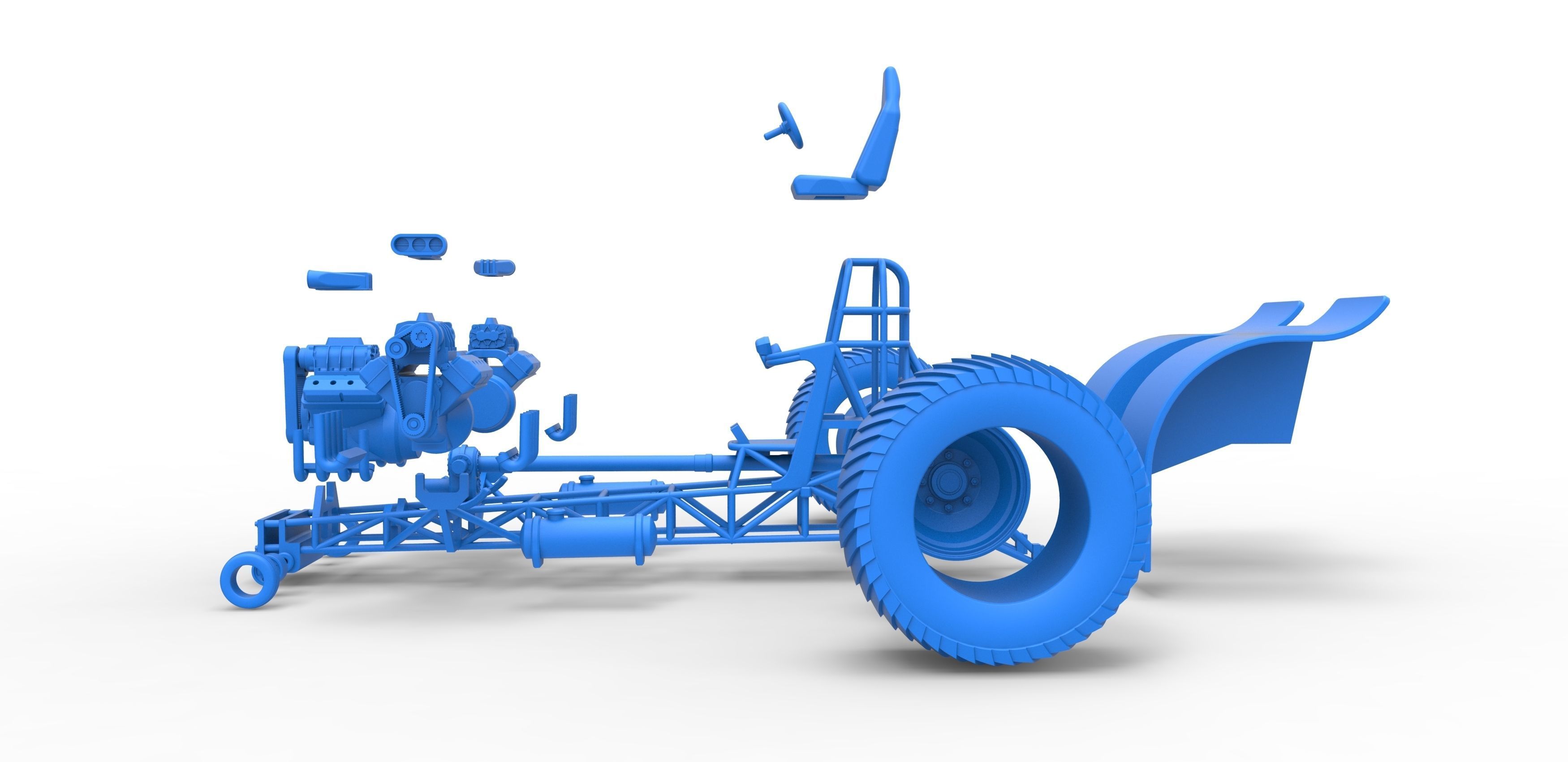 Pulling tractor with 3 V8 Version 5 Scale 1 to 25 3D print model_31