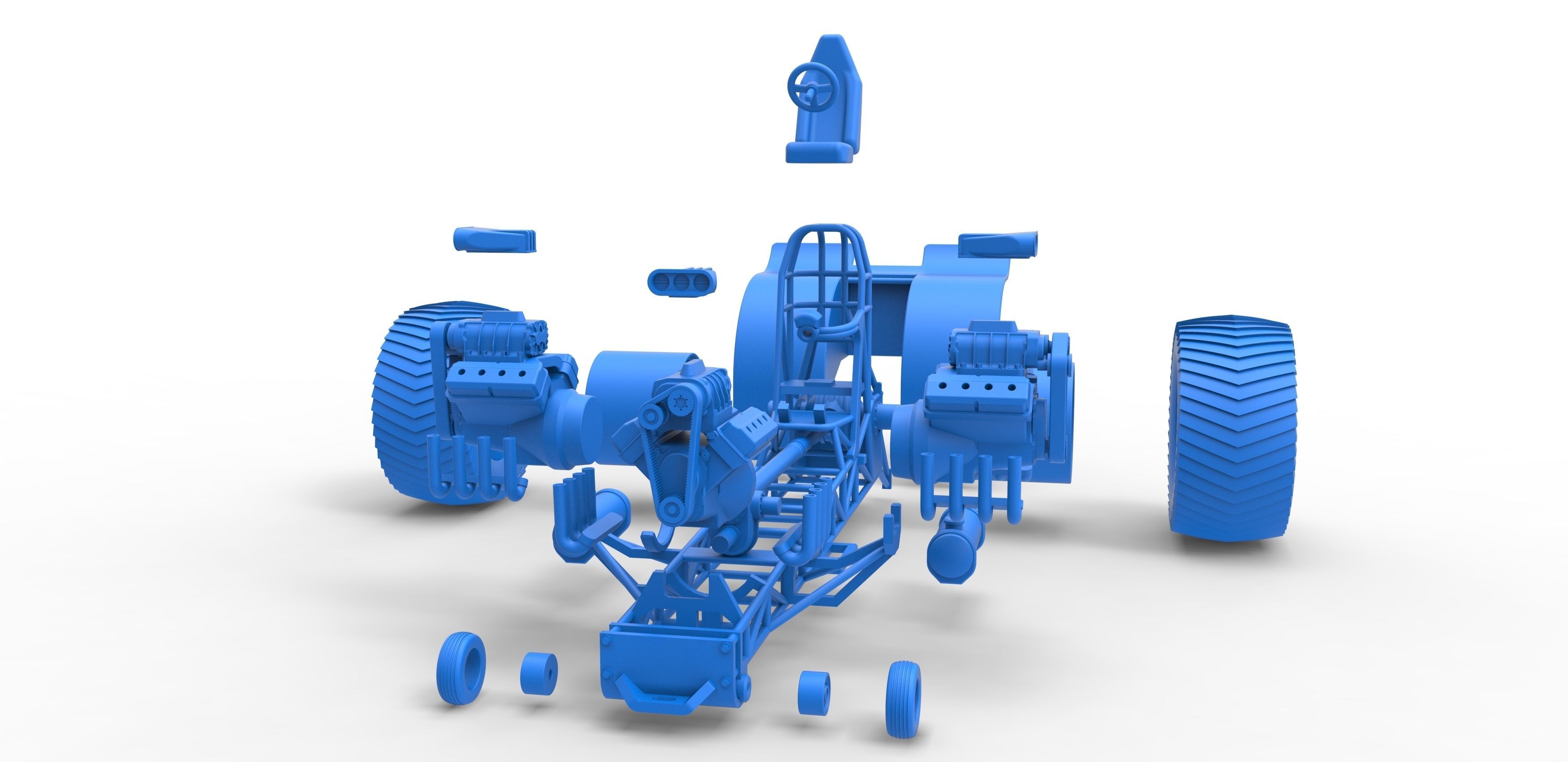 Pulling tractor with 3 V8 Version 5 Scale 1 to 25 3D print model_30