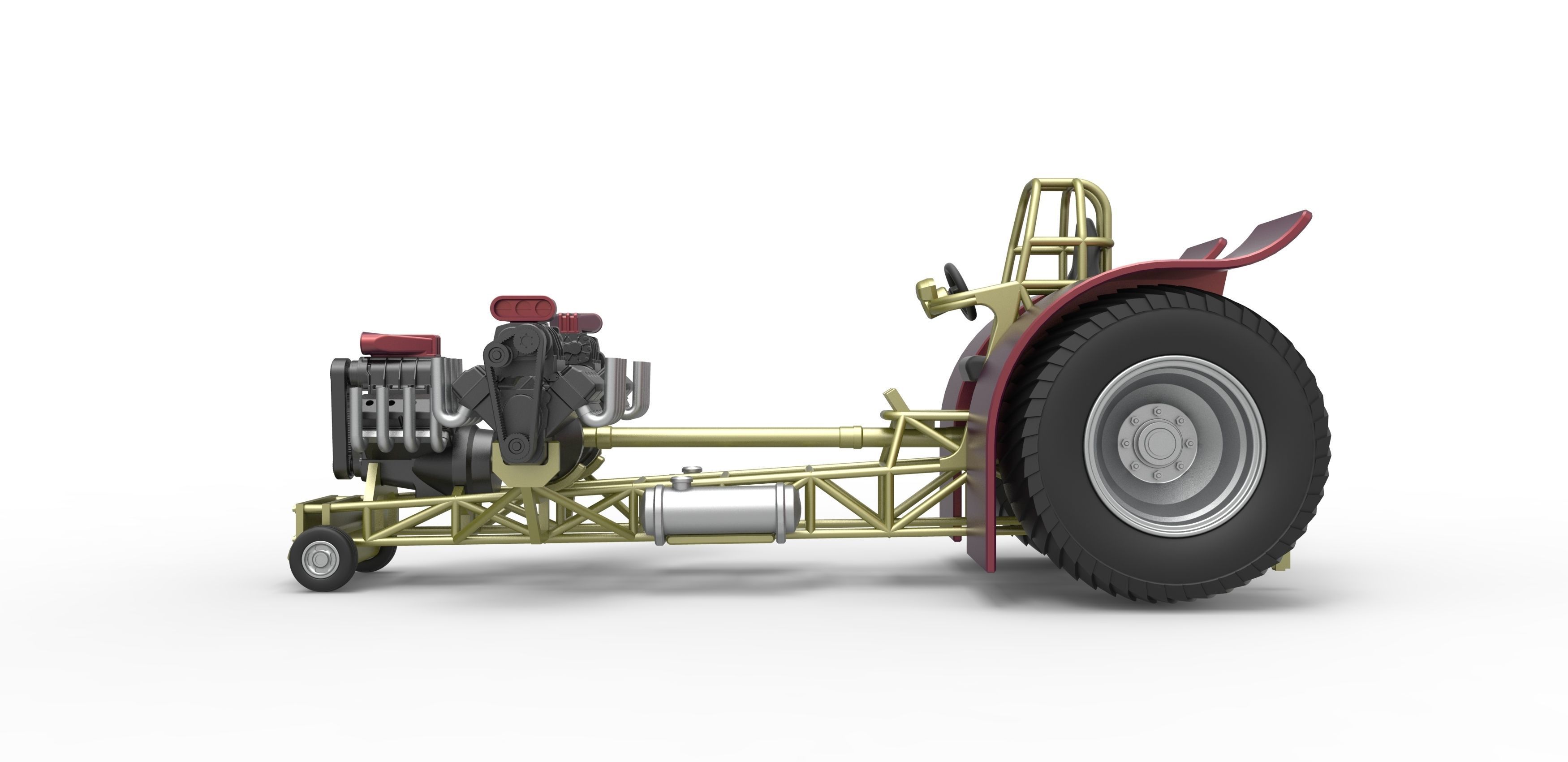 Pulling tractor with 3 V8 Version 5 Scale 1 to 25 3D print model_7