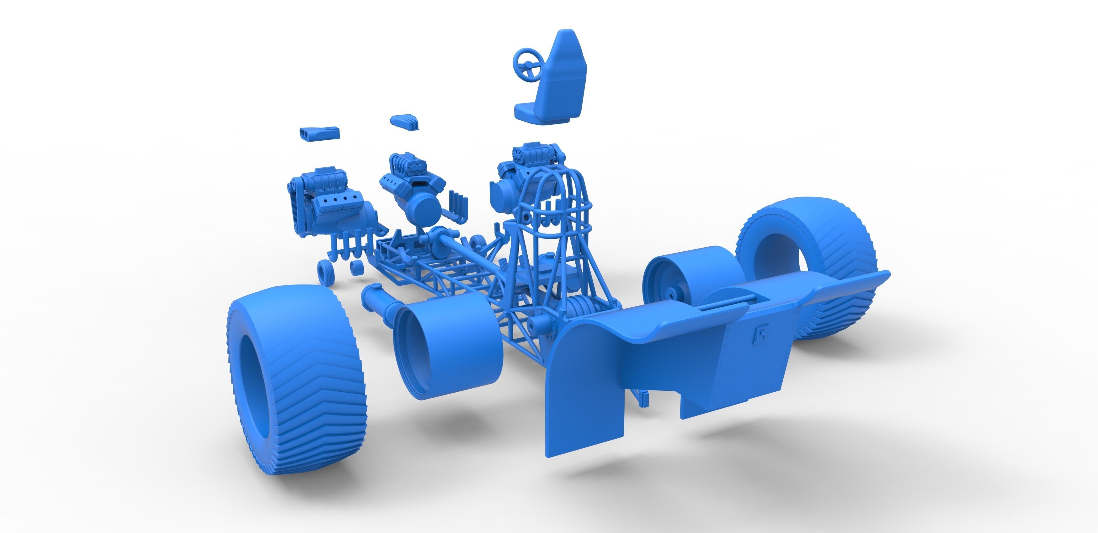 Pulling tractor with 3 V8 Version 5 Scale 1 to 25 3D print model_33