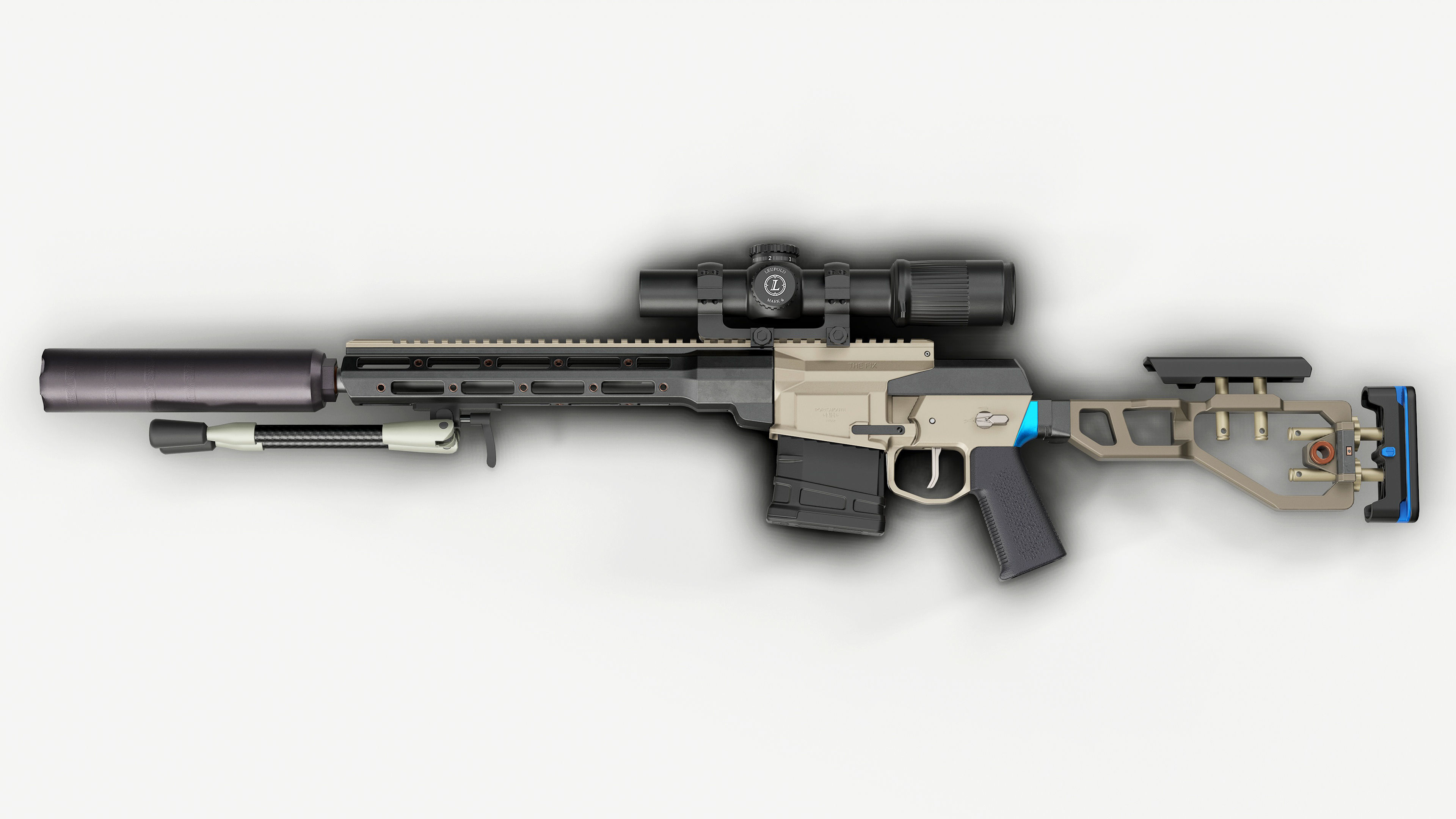 Fix by Q Sniper Rifle Low poly hyper realistic model Low-poly 3D model_2