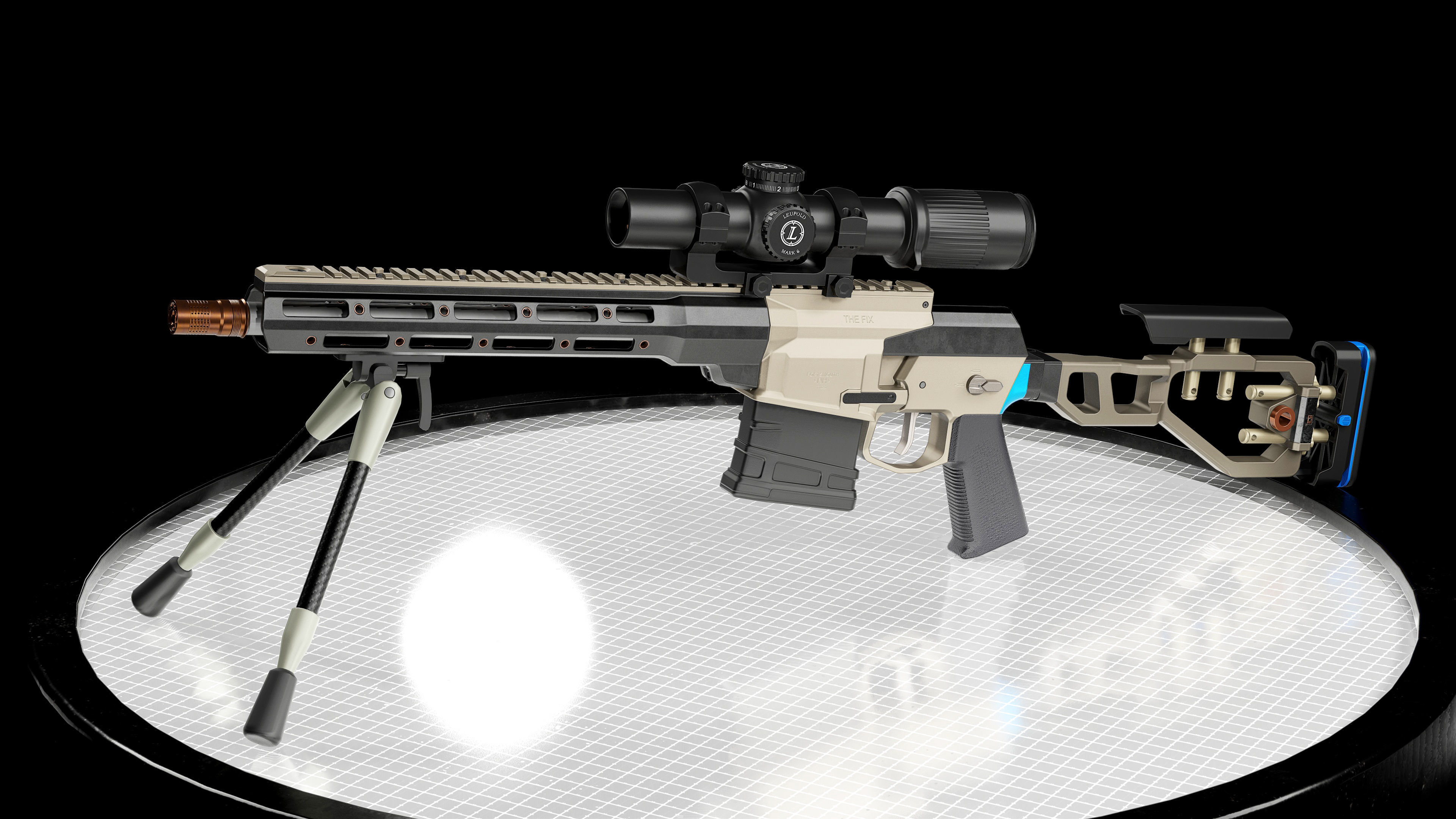 Fix by Q Sniper Rifle Low poly hyper realistic model Low-poly 3D model_5
