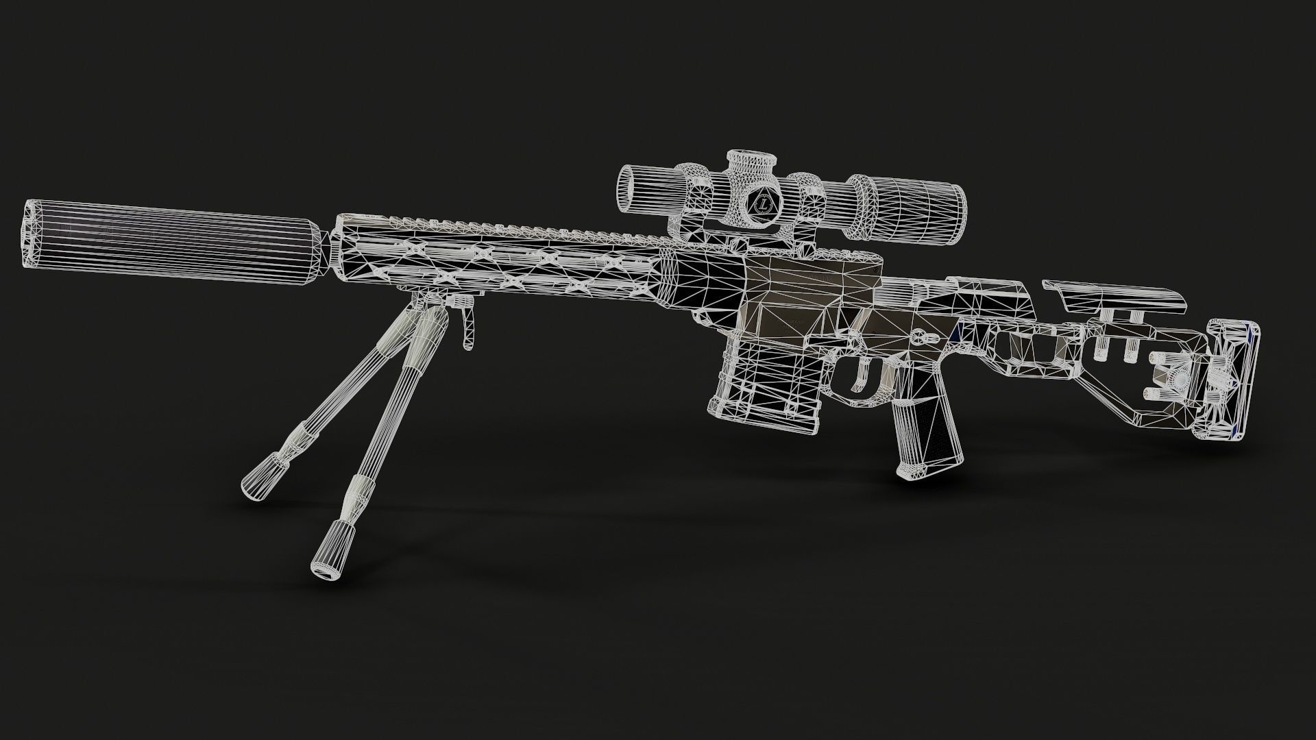 Fix by Q Sniper Rifle Low poly hyper realistic model Low-poly 3D model_8