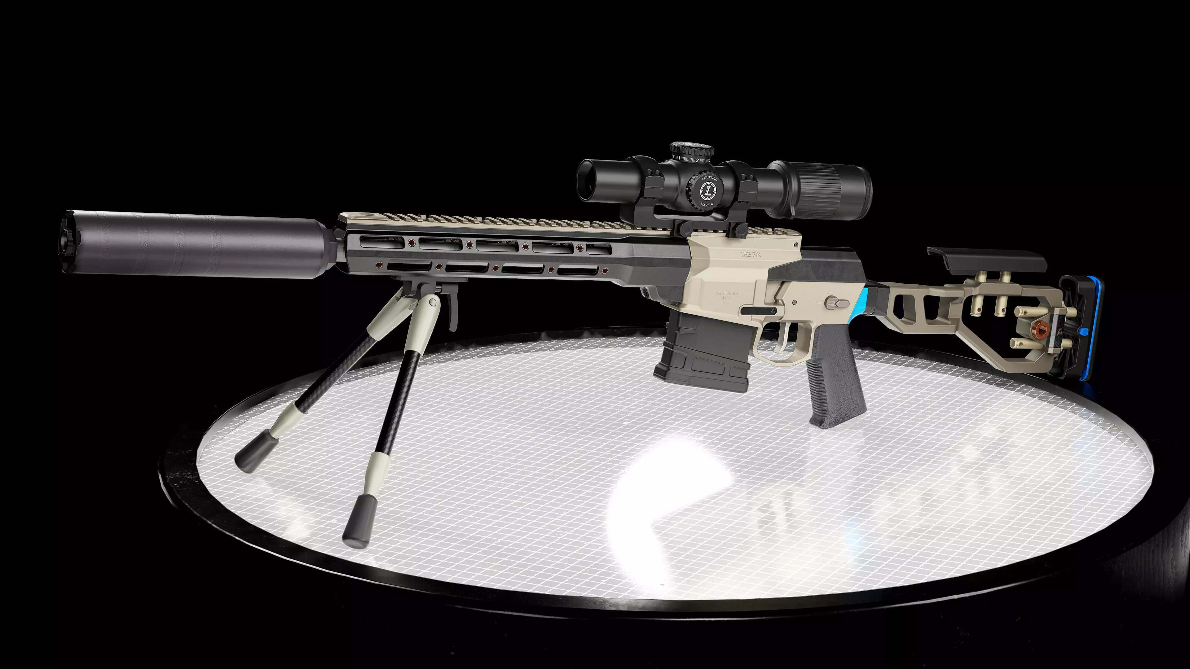 Fix by Q Sniper Rifle Low poly hyper realistic model Low-poly 3D model_0