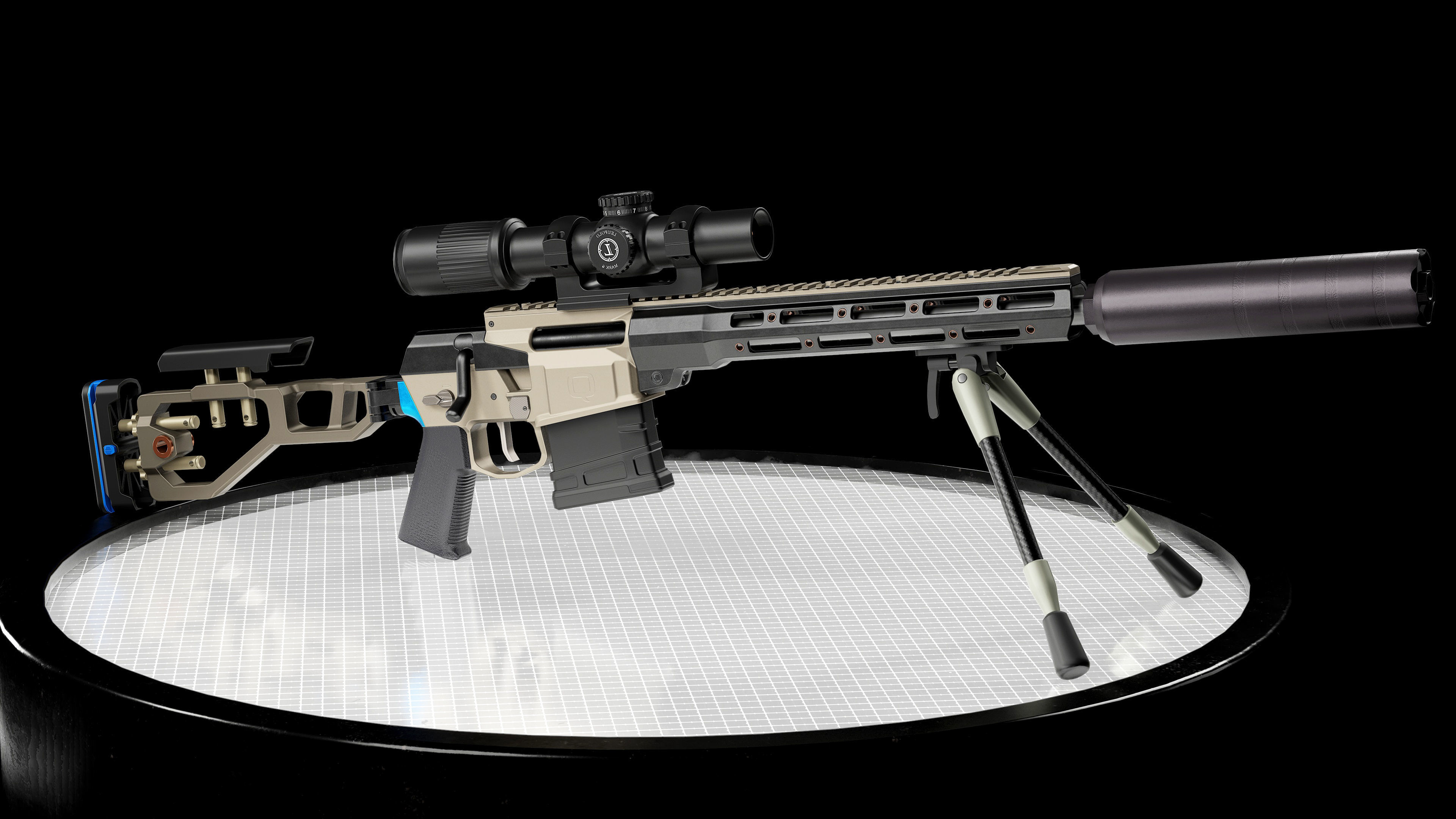 Fix by Q Sniper Rifle Low poly hyper realistic model Low-poly 3D model_3