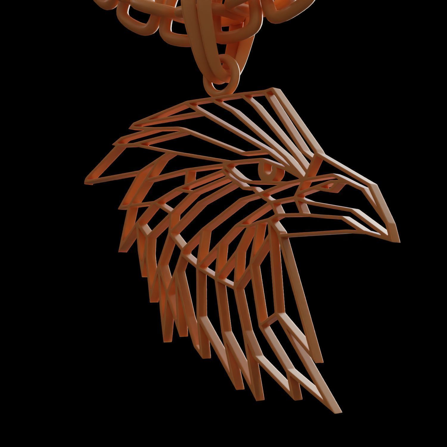 Eagle Wireframe Pendant Amulet Necklace 3D print model_11
