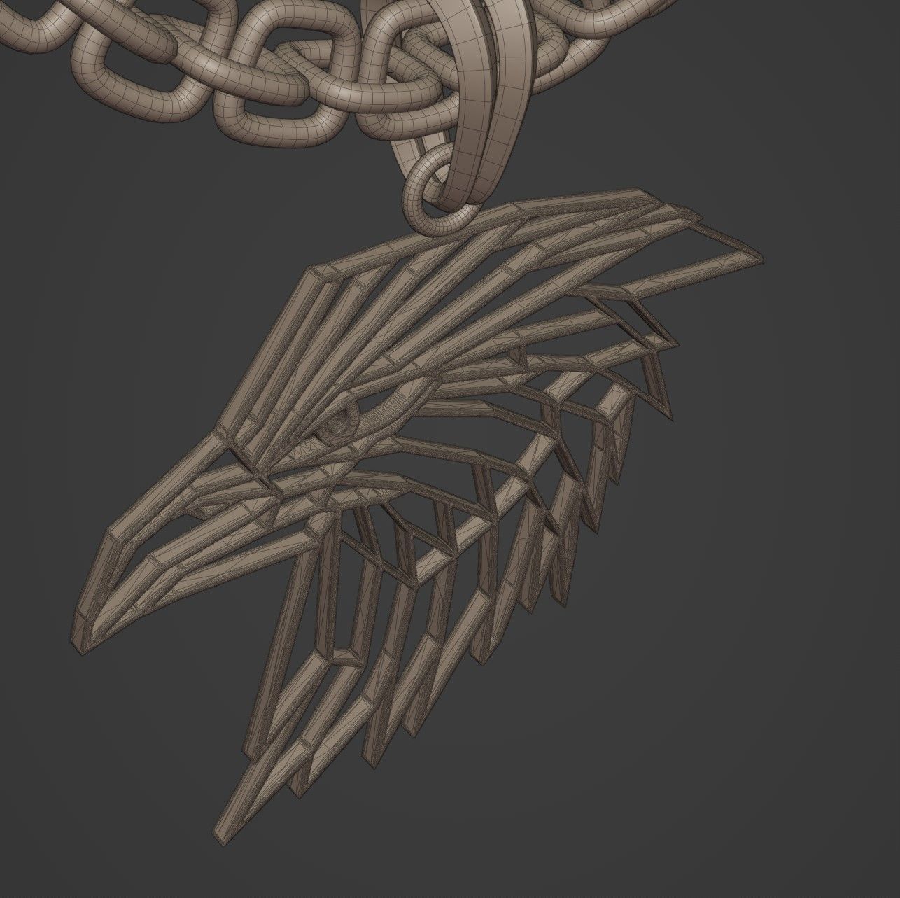 Eagle Wireframe Pendant Amulet Necklace 3D print model_18