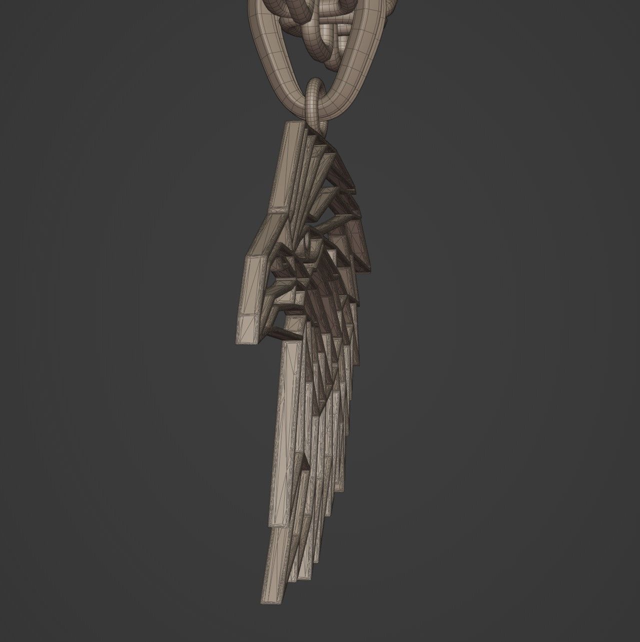 Eagle Wireframe Pendant Amulet Necklace 3D print model_16