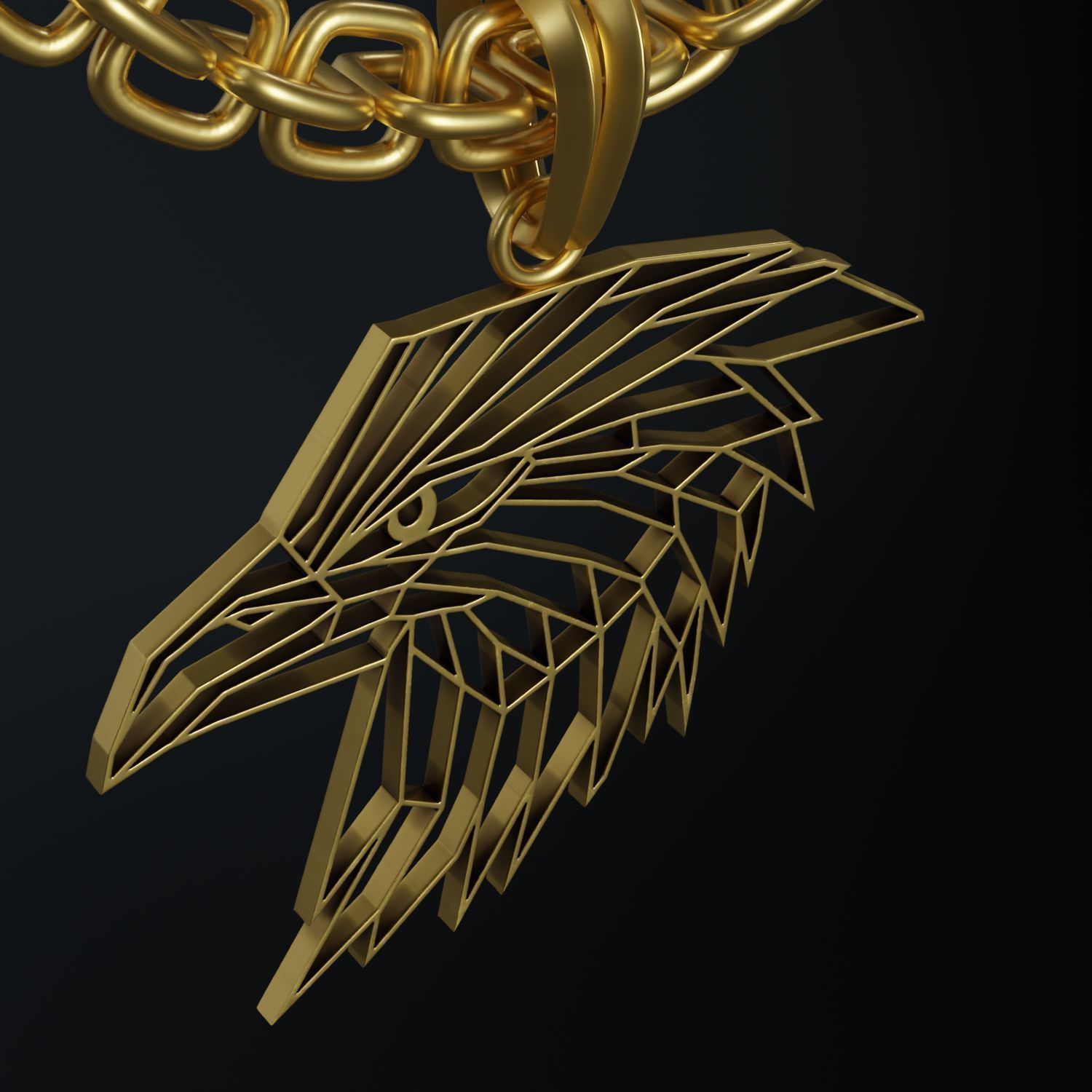 Eagle Wireframe Pendant Amulet Necklace 3D print model_7