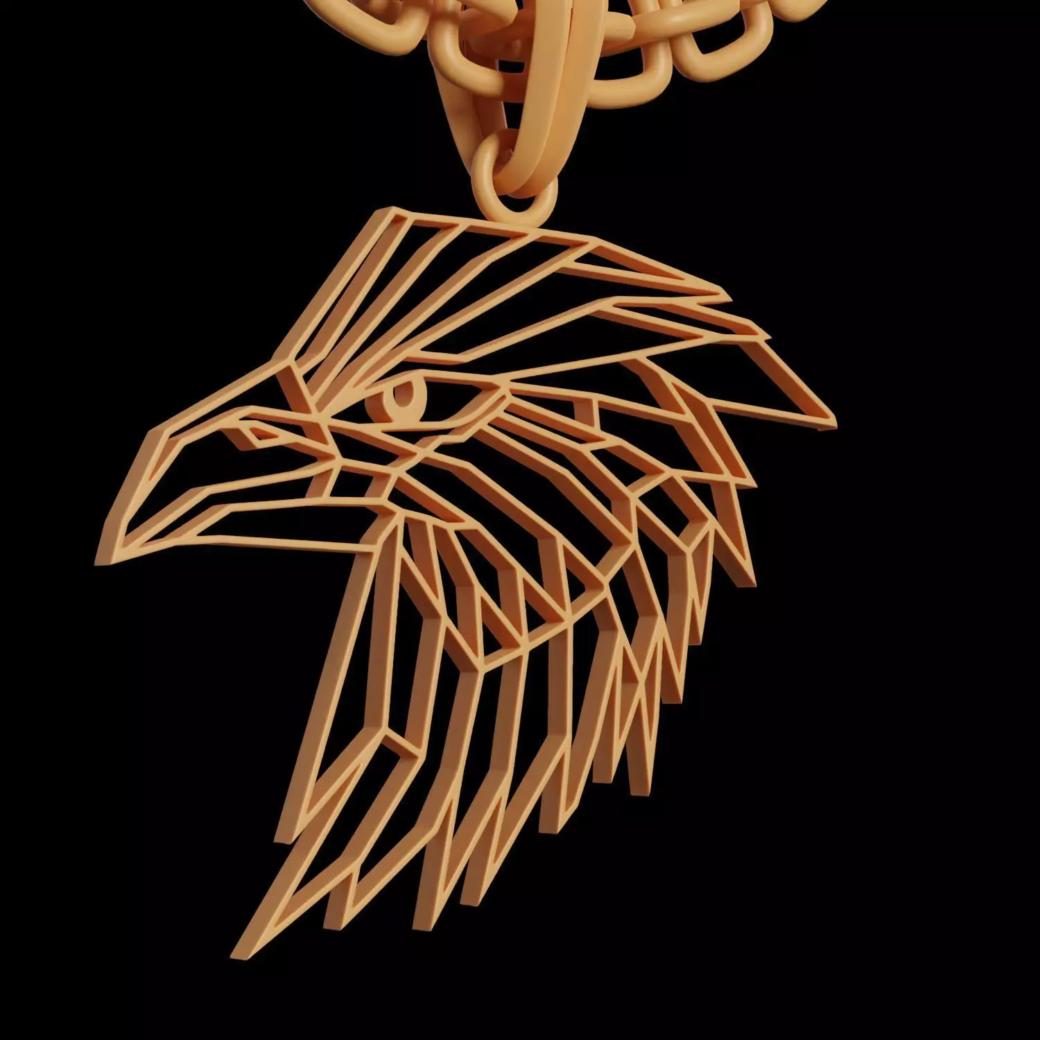Eagle Wireframe Pendant Amulet Necklace 3D print model_0