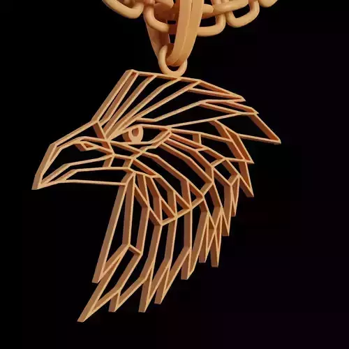 Eagle Wireframe Pendant Amulet Necklace 3D print model