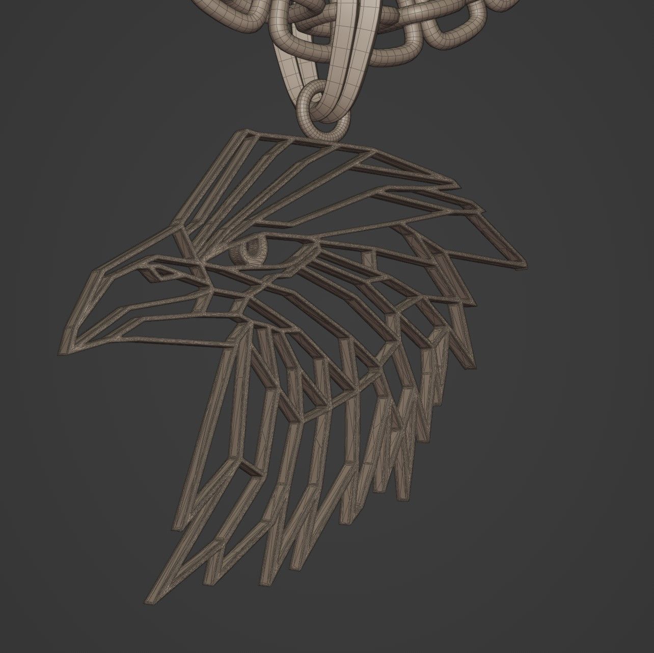 Eagle Wireframe Pendant Amulet Necklace 3D print model_15
