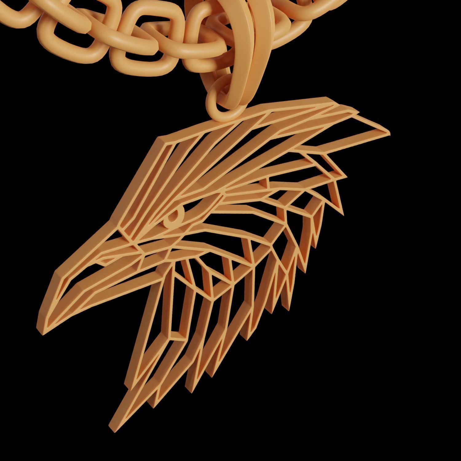 Eagle Wireframe Pendant Amulet Necklace 3D print model_12