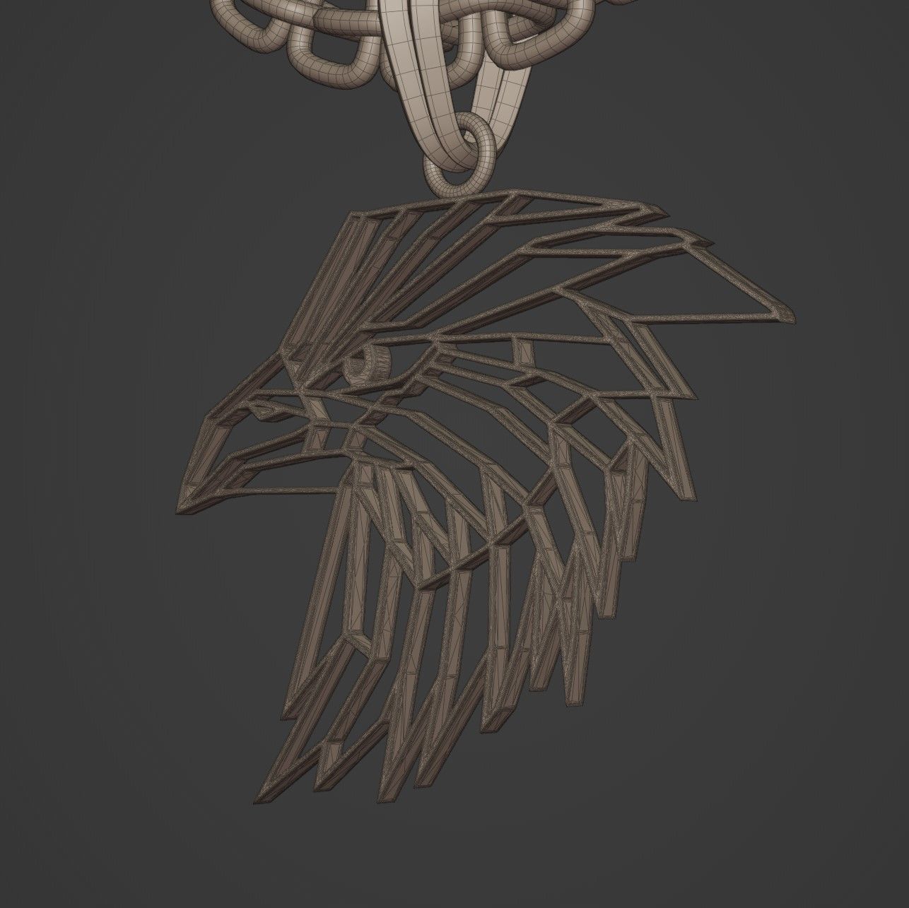 Eagle Wireframe Pendant Amulet Necklace 3D print model_14