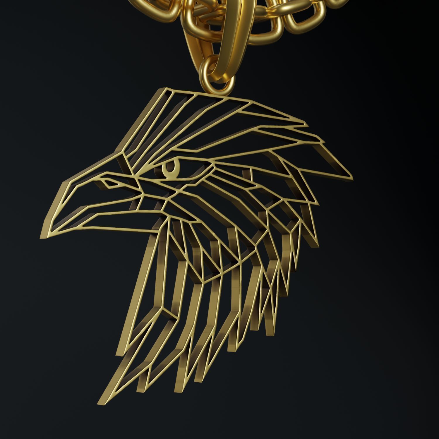 Eagle Wireframe Pendant Amulet Necklace 3D print model_1