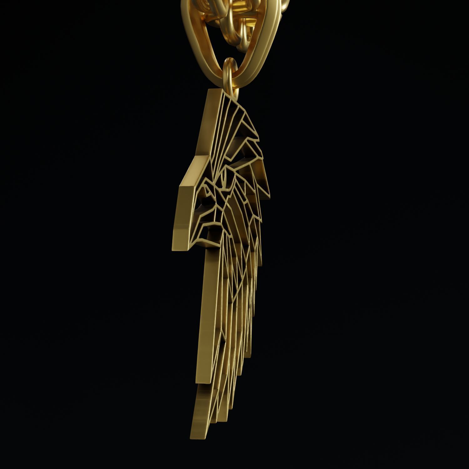 Eagle Wireframe Pendant Amulet Necklace 3D print model_5