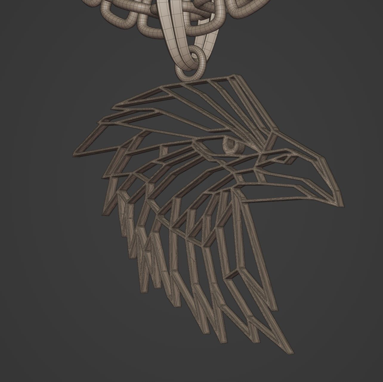 Eagle Wireframe Pendant Amulet Necklace 3D print model_17