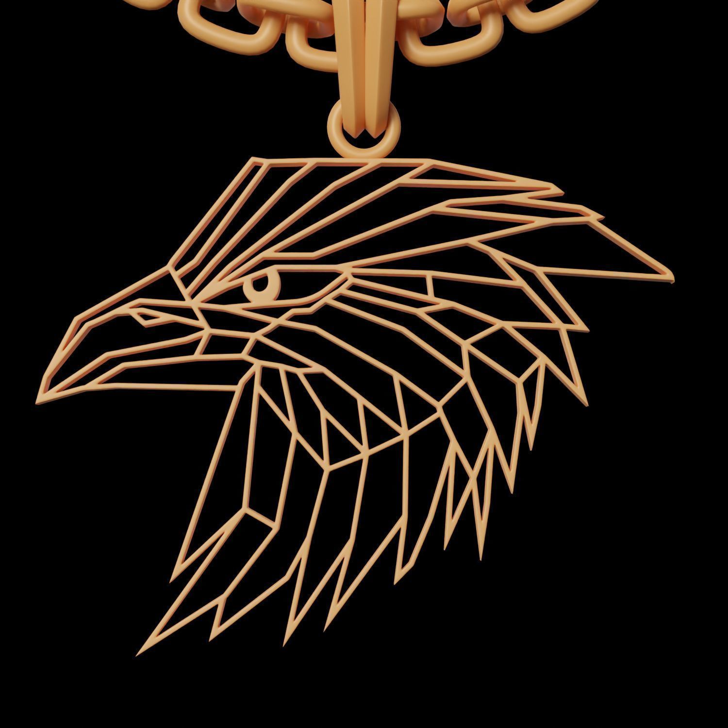 Eagle Wireframe Pendant Amulet Necklace 3D print model_8
