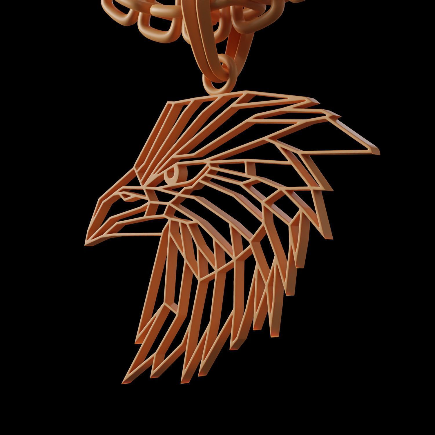 Eagle Wireframe Pendant Amulet Necklace 3D print model_9