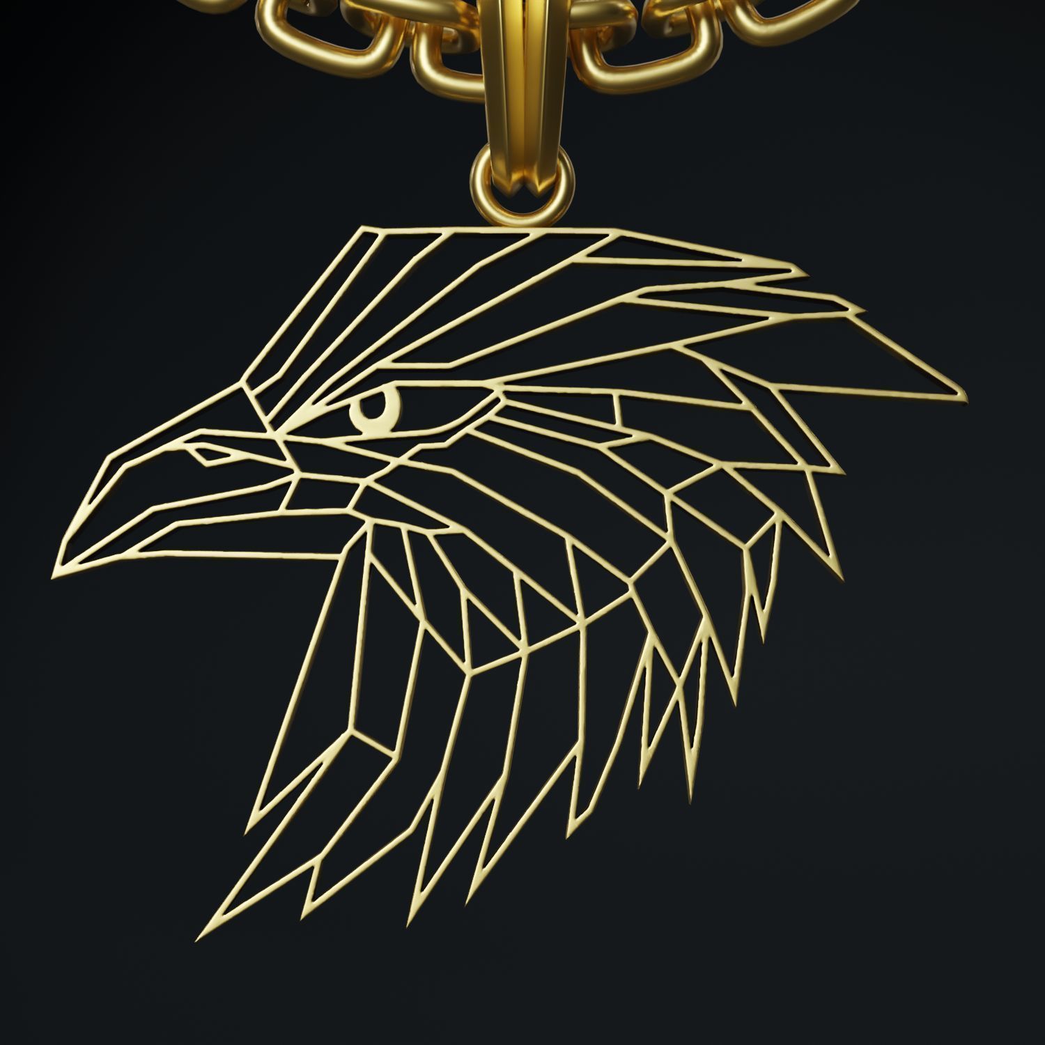 Eagle Wireframe Pendant Amulet Necklace 3D print model_3