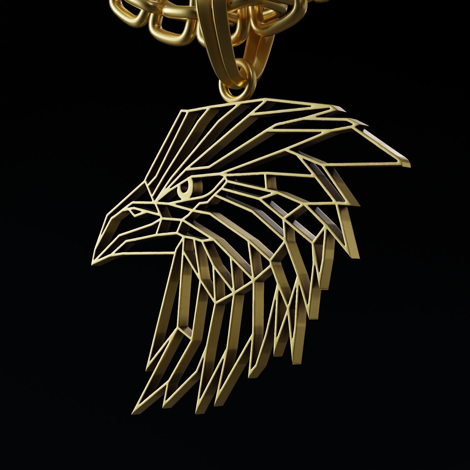 Eagle Wireframe Pendant Amulet Necklace 3D print model_4