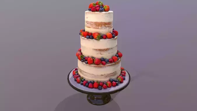 Semi Naked Berry Wedding Cake on Mosser Stand
