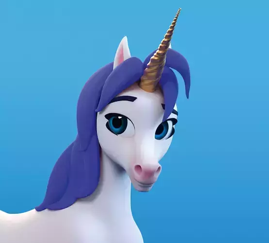Unicorn 3d model with hair and mane